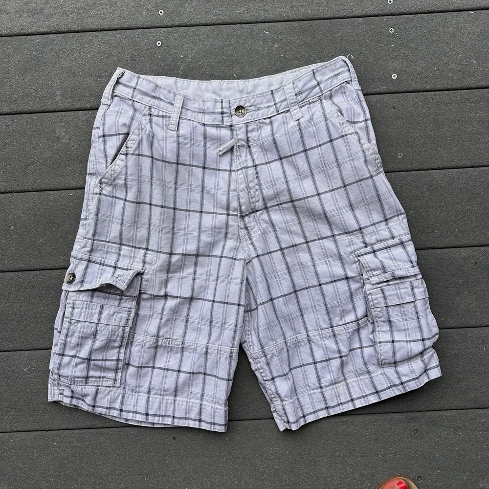 Levi's Men's Plaid Cargo Shorts White Gray 11